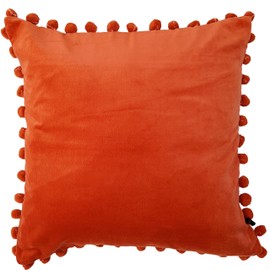 Ragged Rose 50cm x 50cm Cushion Covers - Pompom Cushion Covers with Zip Fastening - Velvet Cushion Cover for Living Room & Bedroom