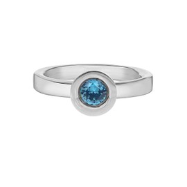 Tuscany Damen-Ring 925 Sterling Silber Rhodium Plated Round Blue Crystal Stackable Gr. 54 (17.2) 8.48.1622