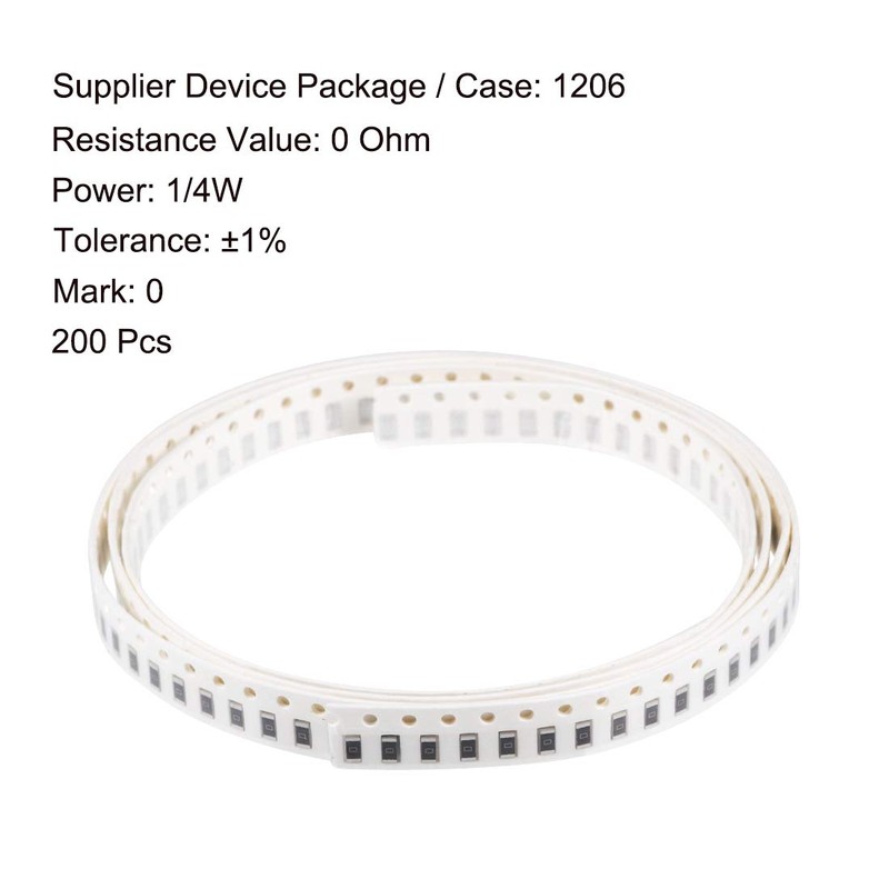 uxcell Surface Mounted Devices Chip Resistor, 0 Ohm 1/4W 1206
