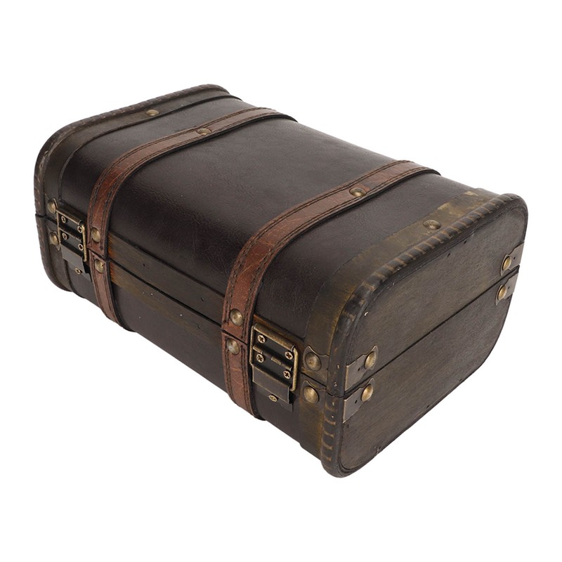 Retro Wooden Suitcase Home Party Artificial Leather Jewelry Necklace Storage