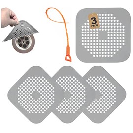 ZAYNYX 3 Pack Shower Hair Drain Catcher is Hair Stopper for Shower Drain with 4 Suction Cups Easy to Install Hair Catcher Shower Drain Suit for Bathroom Bathtub Kitchen (Grey)