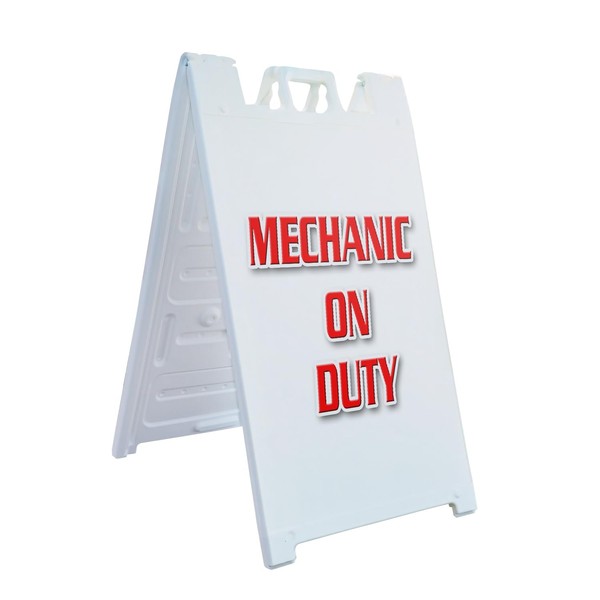 A-Frame Sidewalk Mechanic On Duty 24" x 36" Double Sided