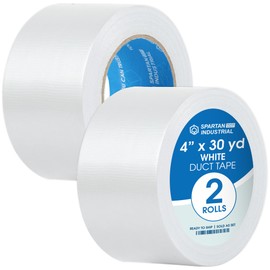 SPARTAN INDUSTRIAL - 4" X 30 yd Waterproof White Duct Tape - 2 Heavy-Duty Tape Rolls for Professional, Home, and DIY Repairs - No Residue, 9 Mil