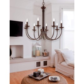 Bel Air Lighting Trans Globe Imports 9018 ROB Traditional Eight Light Chandelier from Candle Collection Dark Finish, 26.50 inches, Rubbed Oil Bronze