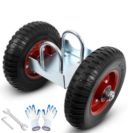 8 Inch Rolling Gate Wheels, Double U-Bolts Rubber Rolling Carrier for Driveway Chain Link Fence, 600LB Capacity Heavy-duty Adjustable Gate Rollers for Metal Tube Sliding Gates