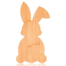 AWIZOM Easter Bunny Shaped Cutting Board Rabbit Bamboo Charcuterie Board Wooden Bread Cheese Serving Tray Platter Kitchen Chopping Board for Easter Spring Holiday Housewarming Present,13.78x7.68x0.59"