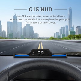 Liiiyuan Heads Up Display for Cars G15 ， Digital GPS Speedometer for Car with MPH， Fatigue Driving Alarm， Speed Alarm, USB Plug and Play，Suitable for All Car