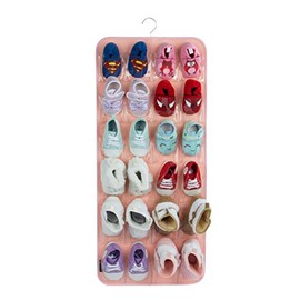 Over The Door Shoes Organizer for 12 Pairs of Baby Shoes Boys Girl, Hanging Baby Shoe Organizer with Hanger(Felt Material-Pink)