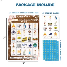 Bible Bingo Card Game, Christian Sunday Church Game Party Supplies, Favors, Decorations, Gifts, School Prizes Parties – 24 Players Bingo Game Bible003