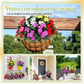 Thiccywoov 10 Bundles Artificial Impatiens Bouquet Flowers for Outdoors Silk Faux Flowers Indoor Greenery Fake Plastic Plants Patio Lawn Garden Wedding Decor(Multi Color)