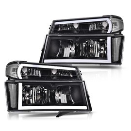 G-PLUS LED DRL Headlights, Compatible with Chevy Colorado/GMC Canyon 2004-2012,Fit Isuzu i-280 i-350 2006,Fit Isuzu i-290 i-370 2007-2008 Bumper Headlamp, Clear Lens Black Housing Clear Reflector