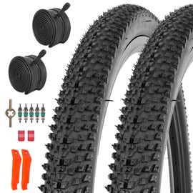 RUHUO 2-Pack 26 x 1.95 Bike Tires & Tubes, 26 Inch Mountain Bike Tires Set, Folding Replacement Bicycle Tires with Tire Levers for Off-Road Bike (Black)