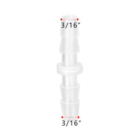 Quickun Plastic Hose Barb Fitting, 3/16" x 3/16" Barbed Splicer Mender Joint Adapter Union Fitting (Pack of 2)