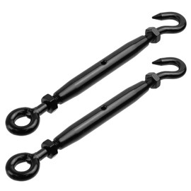Antrader Hook and Eye Turnbuckle, M10 Stainless Steel Turnbuckle for Wire Rope Tension,Sun Shade Tent Hardware,Black,2Pcs