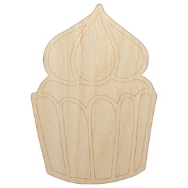 Hand Drawn Cupcake Doodle Unfinished Wood Shape Piece Cutout for DIY Craft Projects - 1/4 Inch Thick - 4.70 Inch Size
