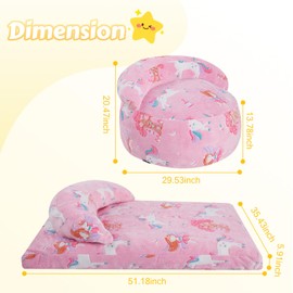 COMAX Bean Bag Chair for Kids, Dinosaur Convertible Toddler Beanbag Bed, Children Bean Chair Stuffed to Floor Mattress with Filler, Pink Fairy