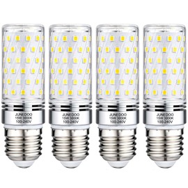 JUNEDOO E26 LED Light Bulbs 15W, 3000K Warm White,Edison Screw Bulbs,120W Incandescent Bulbs Equivalent,1800Lm,Non Dimmable,Pack of 4