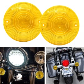 OZ-USA Retro Harley Turn Signal Yellow Amber Lens FL Road King Glide Electra Flh Fltr
