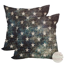 Fukeen 2 Pack Waterproof Outdoor 4th of July Pillow Covers 16x16 Inch Vintage Independence Day American Flag Navy Stars Throw Pillow Cases Patriotic Farmhouse Decorations Cushion Cover Double Sided