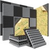 Sonicism 48 Pack Pyramid Sound Proof Foam Panels with Self-Adhesive,