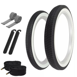 PRO+ SCHWINN STYLE WHITEWALL 16 X 1.75 S2 & 20 X2.125 S2 WIDE SLICK TIRE 8PC BUNDLE;)