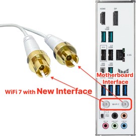 WiFi 7 Motherboard Magnetic Base Antenna with New Interface for PC Desktop Computer for Asus Gaming WiFi7 Motherboard(White)