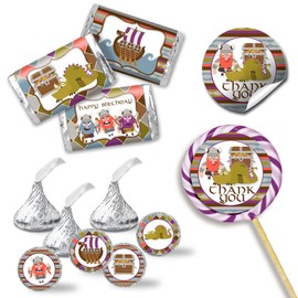 Calling All Vikings Viking Themed Birthday Party Sticker Bundle Kit - 429 pieces!!! Includes 60 2" Circle Stickers for Favors & Goodie Bags, 45 Mini Candy Bar Wrappers & 324 Round Candy Kiss Stickers