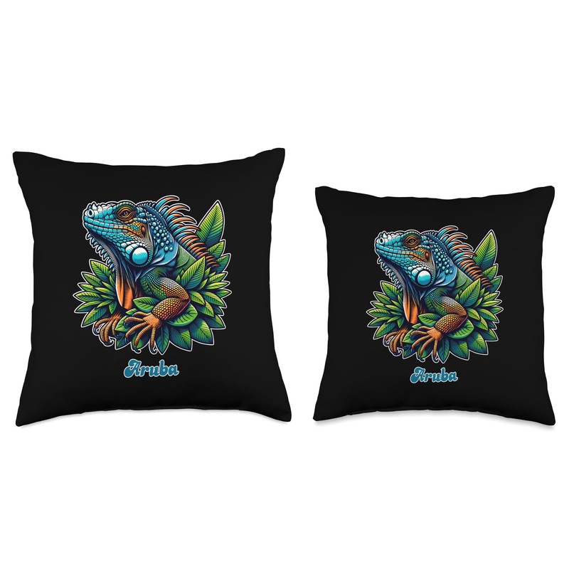 Aruba Colorful Iguana Throw Pillow