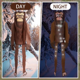 Briwooody 2 Pcs Wind Socks for Outside Heavy Duty Sasquatch Gifts Decoration with Lights 50 Inch Funny Hanging Outdoor Wind Socks Decoration for Garden Porch Yard Lawn Party Decor