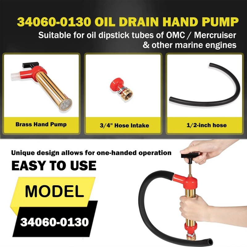 VMSHOP 34060-0130 Universal Marine Engine Oil Drain Hand Pump for