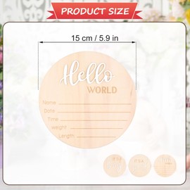 3 Baby Announcement Sign, Gender Announcement Cards Hello World Newborn Sign Wooden Baby Name Information Sign for Newborn Wall Decoration Baby Shower Nursery