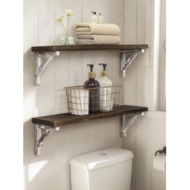 Gronda Bathroom Wall Shelves Over Toilet, 24 Inches Floating Shelves for Wall Rustic Farmhouse Wood Bathroom Shelf Hanging Storage Rack