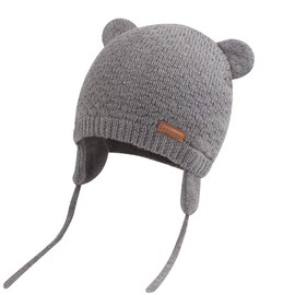 BAVST Baby Beanie Hat for Winter with Earfalp Cute Bear Kids Toddler Girls Boys Warm Knit Cap 0-2Years(Bear Ear- Light Grey,L)