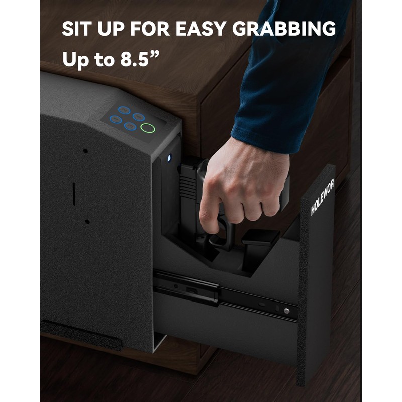 Gun Safe Biometric Pistol Safe Bedside Handgun Case, Slider Fingerprint