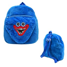 wiztex Blue Huggy Backi Children's Backpack, Kita Bag, Hacki Backi Poppy Playtime Horror Plush Backpack Plush Bag for Travel Best Children's Gift, Hacki Back Blue