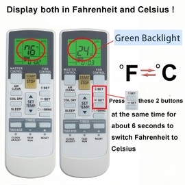 Replacement Remote Control Compatible for Fujitsu Air Conditioner AR-RAH2U ASU18RLF ASU18RLXS ASU24RLF ASU24RLXS ASU30RLX AUU12RLF AUU18RLF AUU9RLF