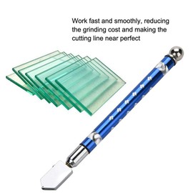 Glass Cutter Portable Handheld Wheel Type Glass Cutter with Non-Slip Handle for 3~15mm Glass Cutting for Cutting Glass, and Minerals in The Range of 3~15mm(Blue)