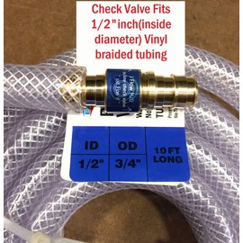 Check Valve 1/2" Brass Barbed, Fits 1/2" (ID) Vinyl Braided Tubing,Premium Quality,Potable H2O,Micro Brew,Fish Aquarium FLTR Pumps,Boat Marine,Hydroponics,RV,Hydronic, Wirsbo/ProPex Tubing