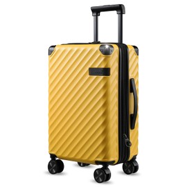 LUGGEX Luggage with Spinner Wheels - Polycarbonate Expandable Hard Shell Suitcase, Carry-On 20-Inch, Yellow