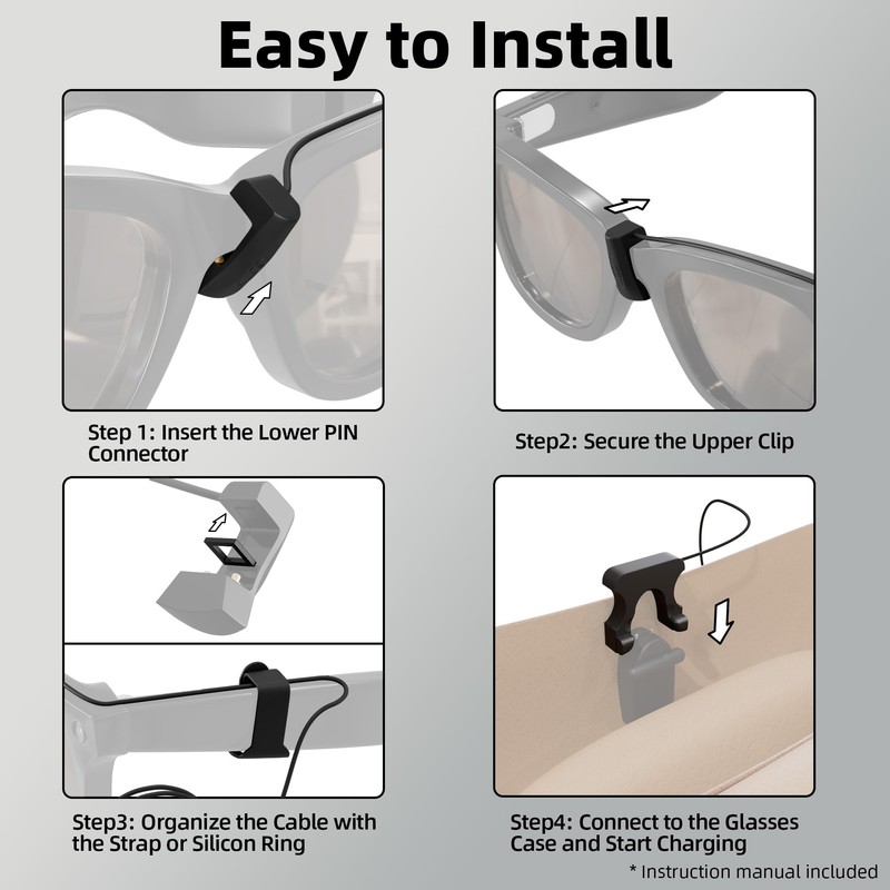Extension Charging Cable Compatible with RayBan META Smart Glasses Charger
