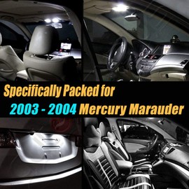 14Pc Super White 6000k Car Interior LED Light Bulb Kit Pack Compatible for 2003-2004 Mercury Marauder