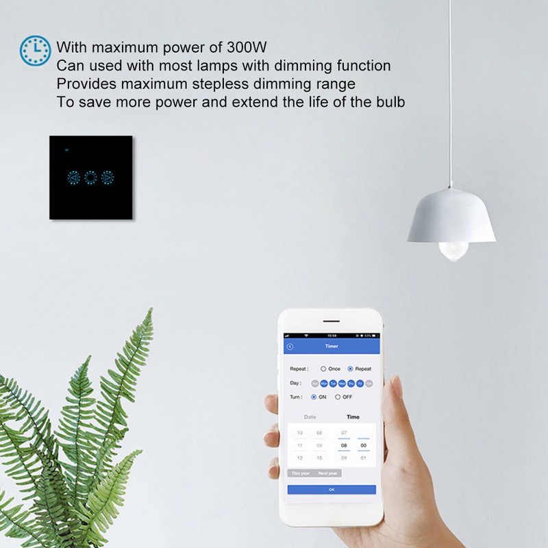 LED Intelligent Touch Timing Switch Wifi Dimming Remote Control Smart