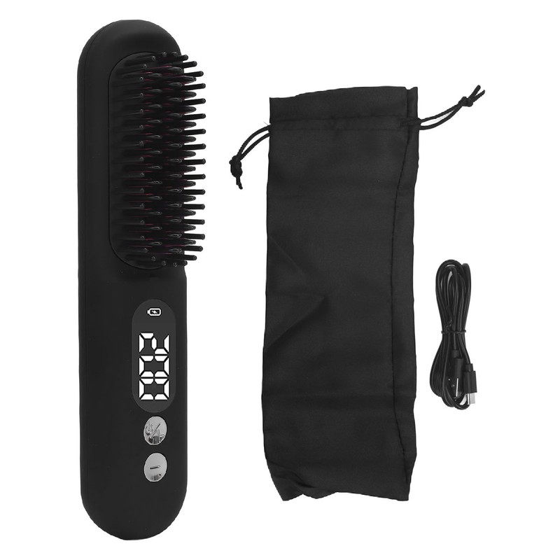 Heated Hair Straightening Brush Negative Ions 30s Fast Heating Rechargeable