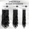 Extensiones de Cabello Natural Ondulado, 6 piezas, Extensiones de Cabello