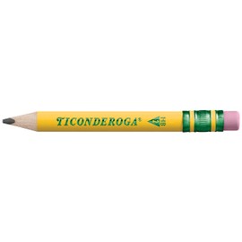 Ticonderoga My First Short Triangular Wood-Cased Pencils, #2 HB Soft, With Erasers, Yellow, 12 Count
