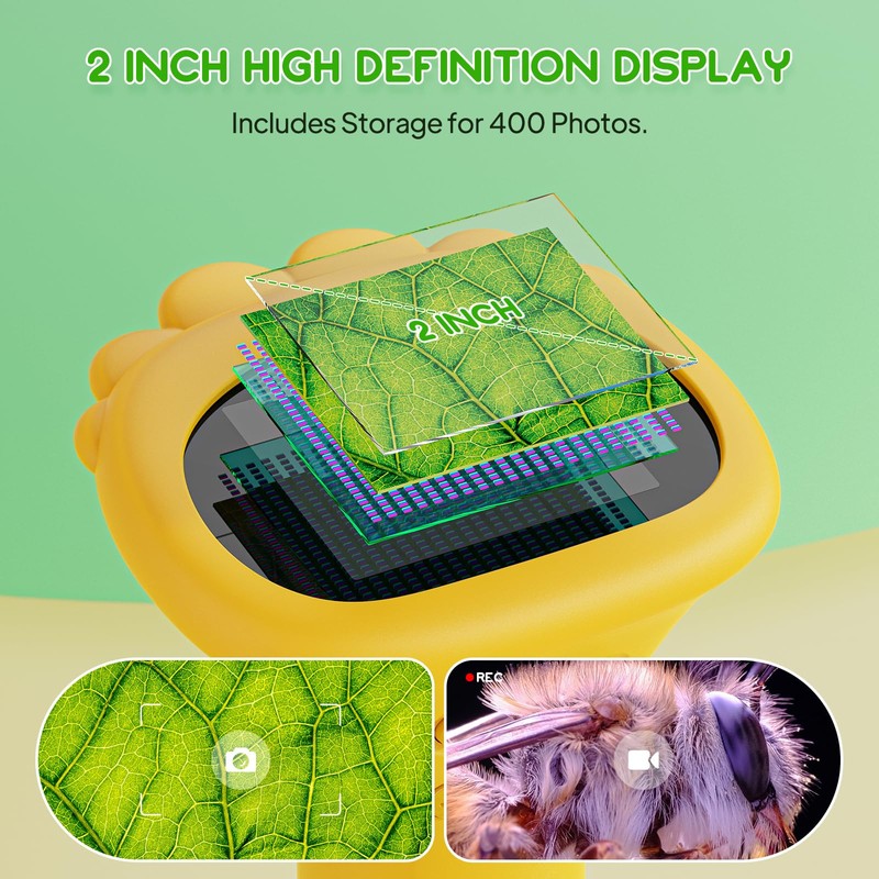 Microscope for Kids,Portable Microscope 2 Inch Screen Fixed Zoom-Educational Digital