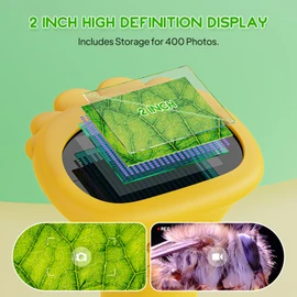 Microscope for Kids,Portable Microscope 2 Inch Screen Fixed Zoom-Educational Digital Handheld Microscope-STEM Mini Microscope for Kids,Toy for 3 4 5 6 7 8 Boys Girls （Orange）