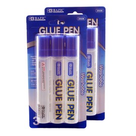 Bazic Products Glue Pens, 1.7 fl oz (5ml) per Pen, Ideal for Paper - Photos - Fabric - School Projects and More, Washable - Refillable (6-Pack)