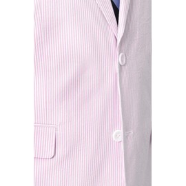 Emigre 38R Men's 100% Cotton Pink Striped Seersucker Suit