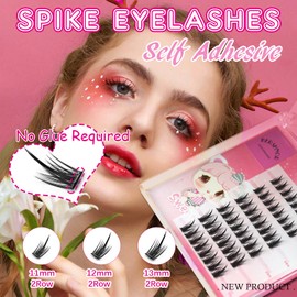 Bershnor Anime Self Adhesive Individual Lashes No Glue Spikes Lash Clusters Glueless Manhua False Eyelashes